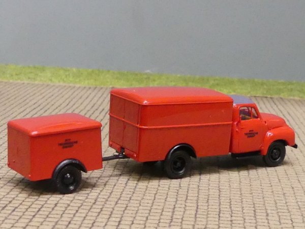 1/87 Brekina Opel Blitz PTT Technischer Dienst mit Anhänger Koffer