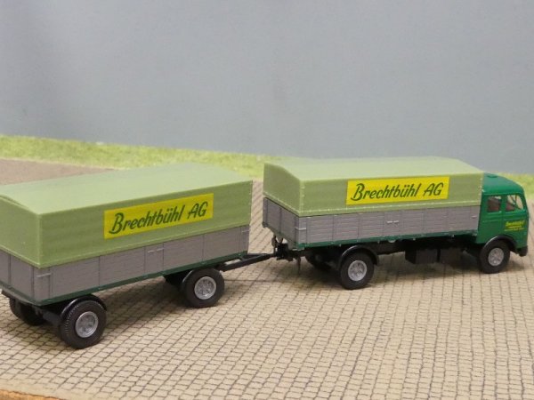 1/87 Brekina MB 334 Brechtbrühl AG Schweiz Planen-Hängerzug