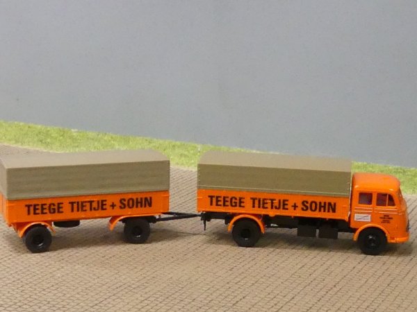 1/87 Brekina MB 334 Tegge TIETJE + SOHN Planen-Hängerzug
