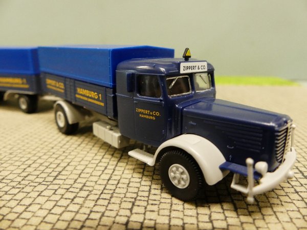 1/87 Brekina Büssing 8000 Zippert Spedition Hamburg Dortmund Hängerzug