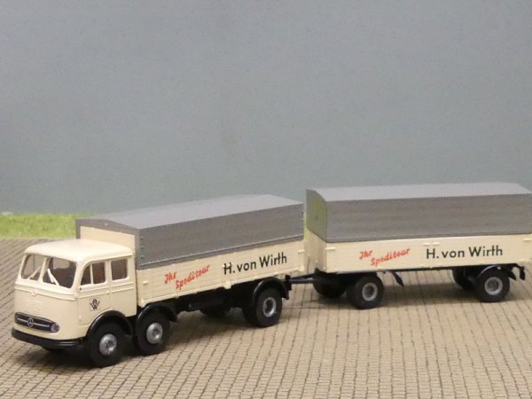 1/87 Brekina MB 333 H. von Wirh Spedition Planen-Hängerzug