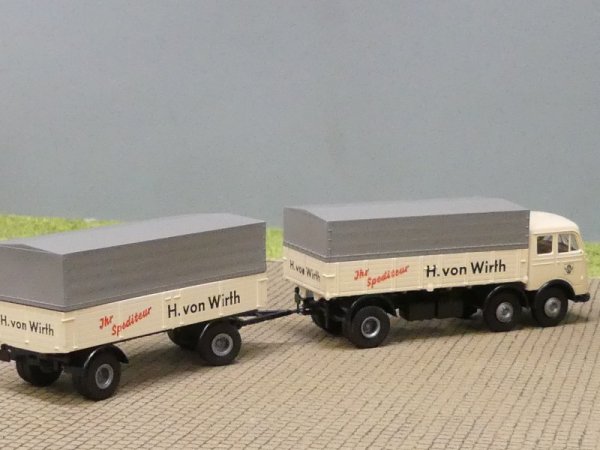 1/87 Brekina MB 333 H. von Wirh Spedition Planen-Hängerzug