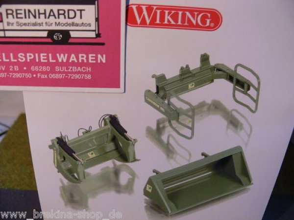 1/32 Wiking Frontlader Werkzeuge-Set A Bressel und Lade grün 0773 83