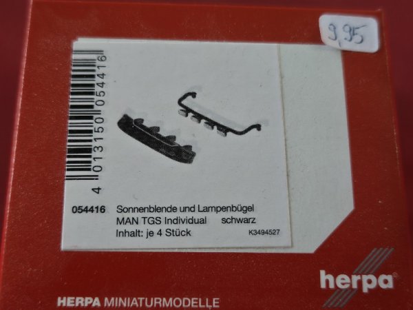 1/87 Herpa Zubehör Sonnenblende + Lampenbügel MAN TGS Individual schwarz 054416