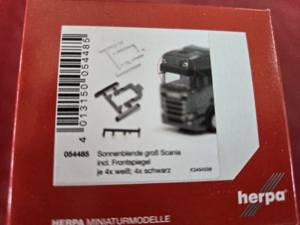 1/87 Herpa Zubehör Sonnenblende groß Scania CR/CS 4x schwarz/4x weiß 054485