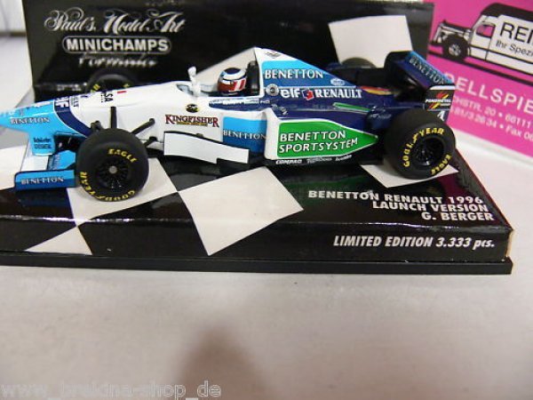 1/43 Minichamps Benetton Renault G. Berger Launch Version 1996 #4 430 960094