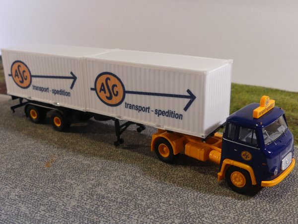 1/87 Brekina Scania LB 76  ASG Container Sattelzug 98547
