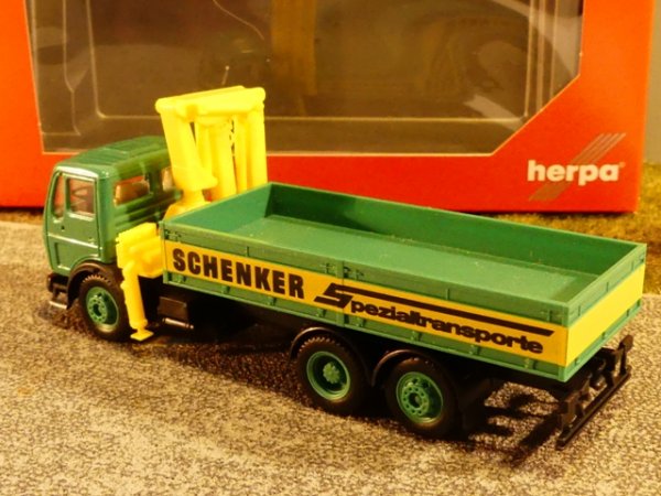 1/87 Herpa MB NG Schenker Spezialtransporte Pritsche + Ladekran 806064