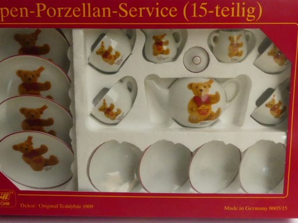 Steiff Puppen-Porzellan-Service 15-teilig Dekor Teddybären 613173