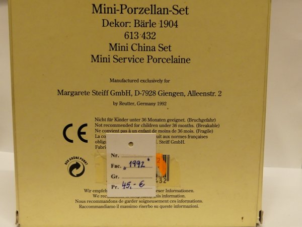 Steiff Mini Porzellan Set Bärle 1904 613432
