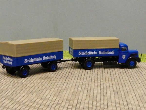 1/87 Brekina MAN F8 Reichelbräu Kulmbach Planen Hängerzug