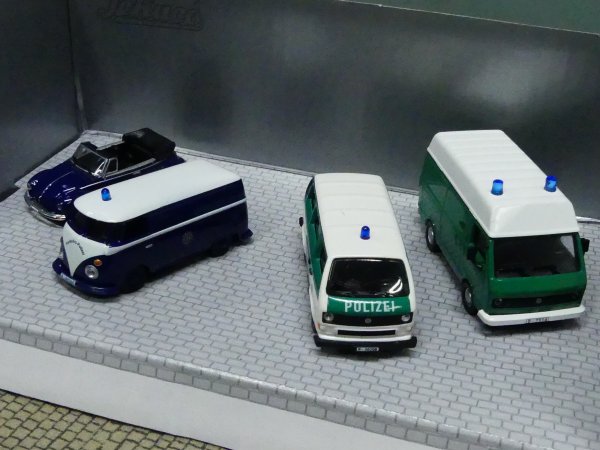 1/87 Schuco SET Berliner Polizei VW LT / VW T3 / VW T2 / VW Käfer Cabrio