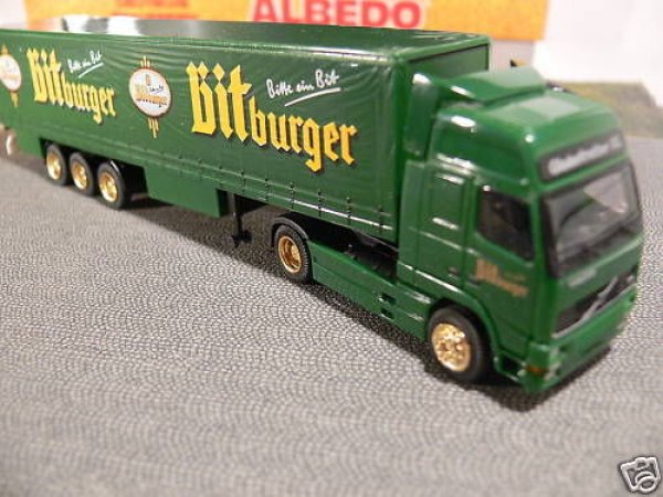 1/87 Albedo Volvo FH16 Bitburger Schiebeplanen-Sattelzug Sondermodell