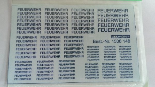 1/87 Müller Decals Feuerwehr Schriftzüge blau 1508 148