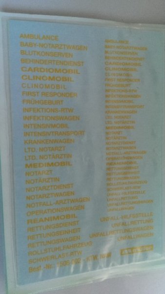 1/87 Müller Decals Krankentransportwagen & Notarztwagen Beschriftungen 1508 002