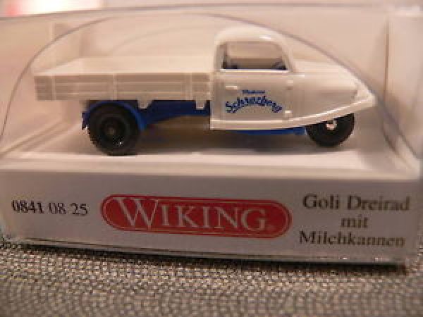 1/87 Wiking Goliath Dreirad Molkerei mit Milchkannen 0841 08