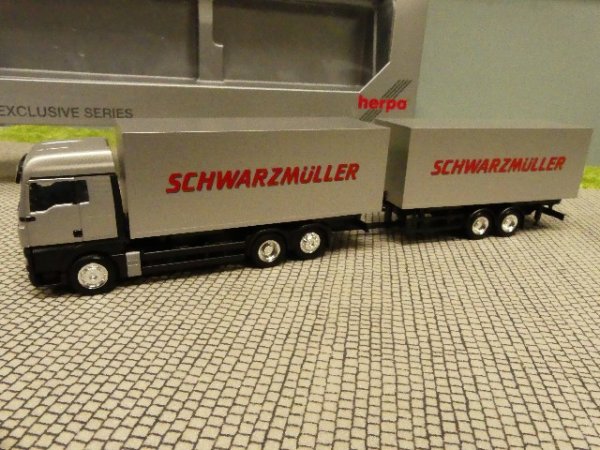1/87 Herpa MAN TGA SCHWARZMÜLLER Wechsel Koffer Hängerzug 291712
