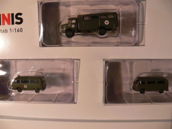 1/160 Spur N Minis Bund Rotes K. MB L322 + VW T2 + VW T2 Rotes Kreuz Set LC5009