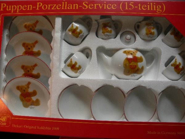 Steiff Puppen-Porzellan-Service Dekor Original Teddybär 1909 15 teilig 8605/15 *GP