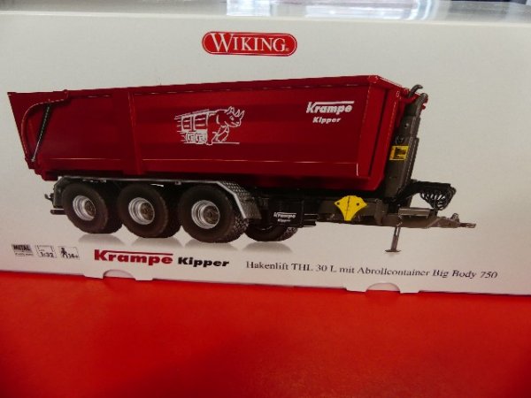 1/32 Wiking Krampe Hakenlift THL 30 L mit Abrollcontainer Big Body 750 0778 26