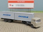 1/160 N Spur Wiking Henschel 2 x 20ft open Top Danzas beige Container-Sattelzug N51