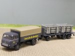 1/87 Brekina Magirus Pluto DB Deutsche Bundesbahn Planen-Rungen-Hängerzug