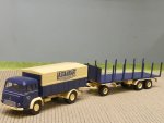 1/87 Brekina Magirus Pluto Last & Kraft Planen-Rungen-Hängerzug