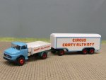 1/87 Brekina MB 322 Circus CORTY ALTHOFF Zugmaschine + 3achs Anhänger 018447