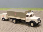 1/87 Brekina Magirus 125 DRK mit Anhänger Plane flach