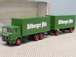 1/87 Albedo MAN F80 Bitburger Pils Koffer-Hängerzug