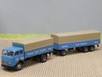 1/87 Brekina MB 334 Baufeld Spedition Planen-Hängerzug gebraucht! Front gelblich, ohne Scheibenwischer