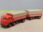 1/87 Brekina MB 333 Gustav Mäuler Remscheid + Lenkachse Planen-Hängerzug