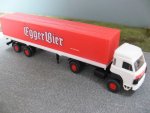 1/87 Roskopf Saurer Frontlenker Egger Bier Schweiz CH Planen-Sattelzug in Faltbox
